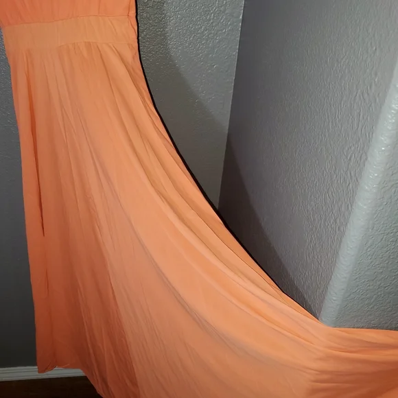 VINTAGE 60/ 70's Maxi Dress Sz 6 V neck sleeveless Tangerine color - Picture 12 of 12